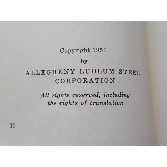 VTG Tool Steel Handbook AL Allegheny Ludlum Steel Corporation 1951 Blue Book HC - Picture 11 of 13